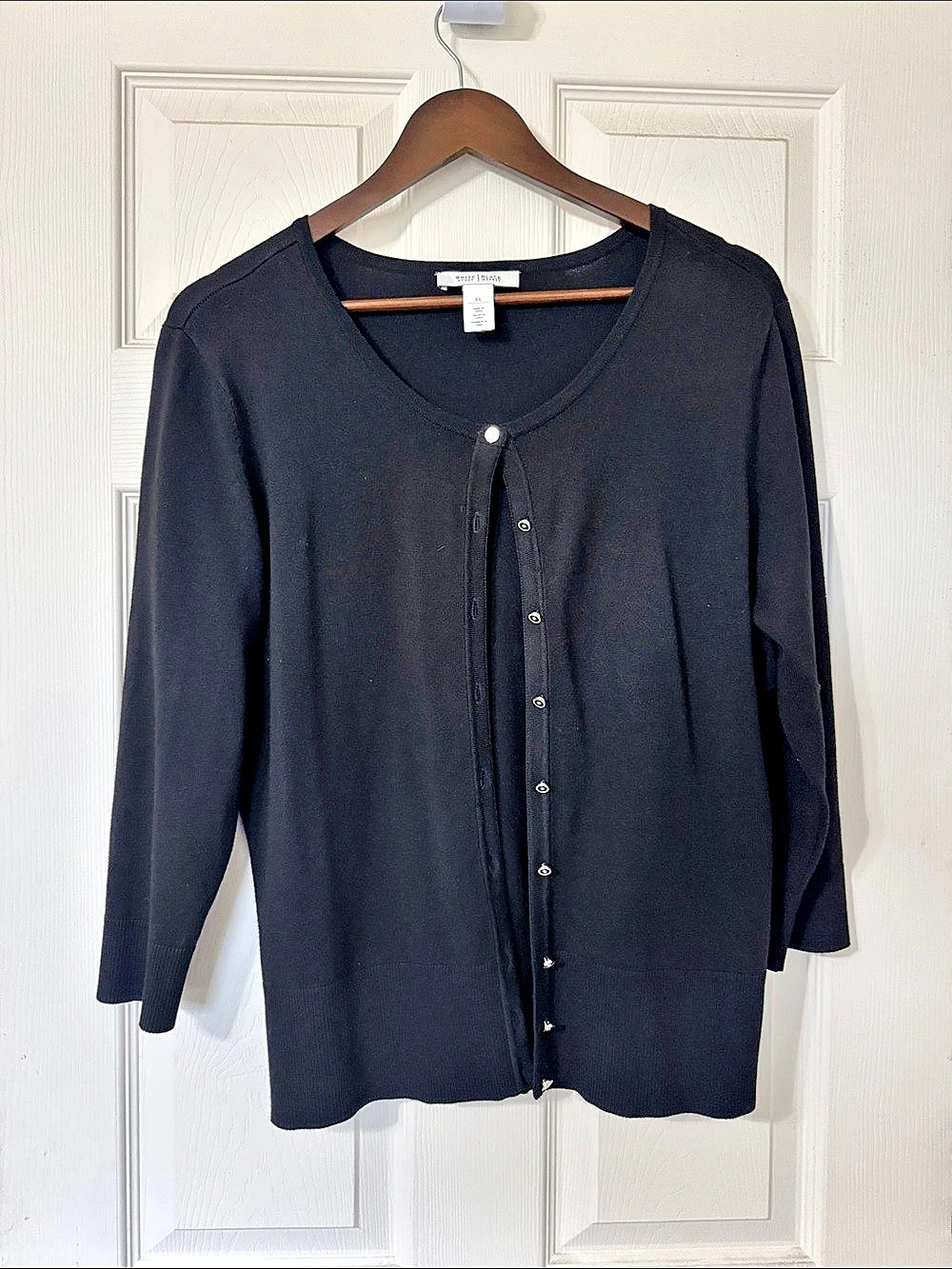White House Black Market Black Button Front Cardigan XL Like New